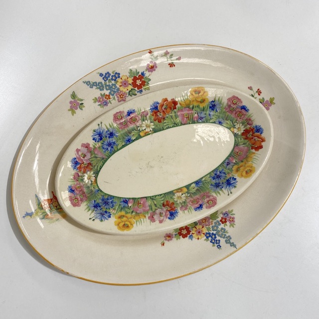 PLATE, Vintage Serving Plate - Cottage Garden